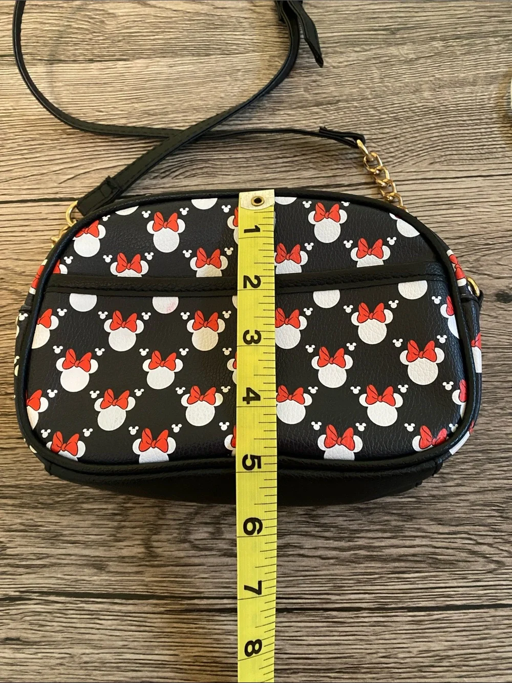 Minnie Mouse Disney Crossbody Bag with Red Bow Pattern